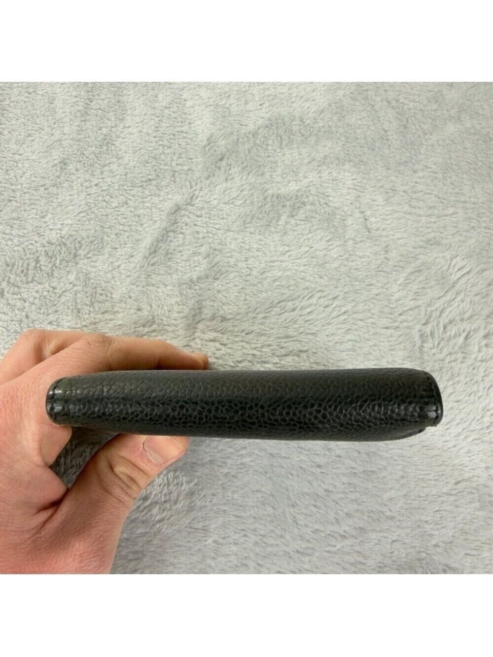 Chanel CC Logo Grained Calfskin Leather Bifold Black Wallet Embroidered - Picture 10 of 14
